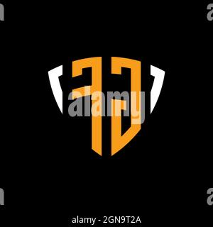FG logo with shield white orange shape design template isolated on black background Stock Vector