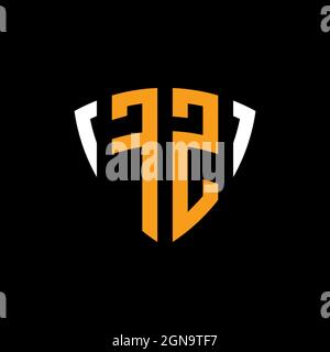 FZ logo with shield white orange shape design template isolated on black background Stock Vector