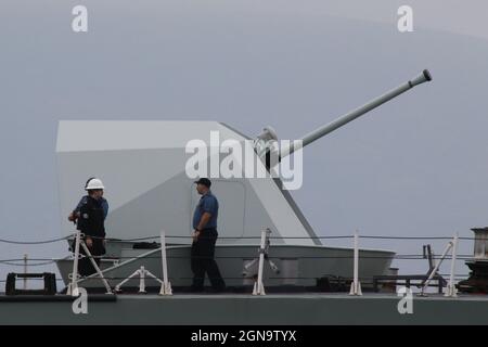 A Mark 3 Bofors 57mm naval gun, used on HMCS St John's (FFH-340), a ...