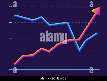 Business graph with two line moving up and down. Modern design Stock Vector