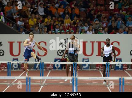 Zurich, Switzerland. 09th Sep, 2021. Karsten Warholm (NOR) Alison dos Santos (BRA) and Kyron McMaster (IVB) compete in the 400m hurdles during the Wanda Diamond League Final at the Letzigrund stadium in Zurich. (Photo by Gary Mitchell/SOPA Images/Sipa USA) Credit: Sipa USA/Alamy Live News Stock Photo