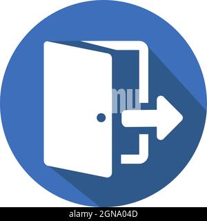 Icon Exit - Long Shadow Style - Simple illustration, Editable stroke, Design template vector, Good for prints, posters, advertisements, announcements, Stock Vector