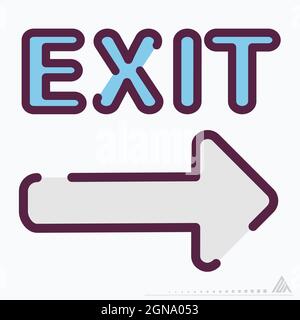 Icon Exit 2 - Line Cut Style - Simple illustration, Editable stroke, Design template vector, Good for prints, posters, advertisements, announcements, Stock Vector