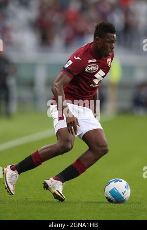 Turin, Italy. 23rd Sep, 2021. Wilfried Singo of Torino FC during the Serie A match at Stadio Grande Torino, Turin. Picture credit should read: Jonathan Moscrop/Sportimage Credit: Sportimage/Alamy Live News Stock Photo