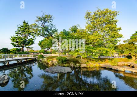 Kanazawa, City Park, Traditional, Japanese garden, Trees, Scenic, Landscape, Serene, Tranquil Stock Photo