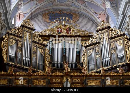 Orgel der Stiftskirche des Benediktinerklosters Stift Göttweig, Furth bei Göttweig, Niederösterreich, Österreich, Stock Photo