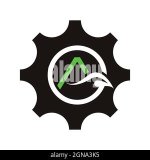 Gear logo with letter a template vector icon design Stock Photo