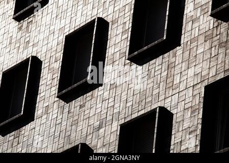minimalist photo of european building side windows pattern Stock Photo