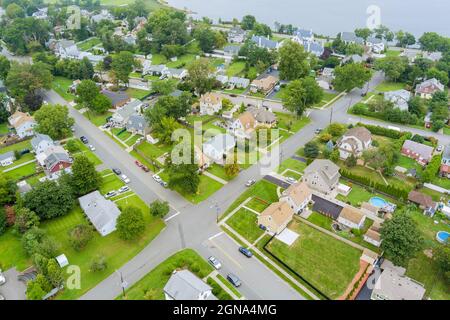 Panorama view residential neighborhood district in American town, in Woodbridge NJ Stock Photo