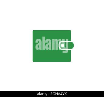 Green wallet icon isolated on white background, purse sign for website design, EPS 9 Stock Vector