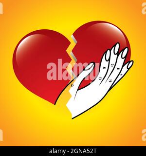 Broken heart vector logo icon design Stock Photo