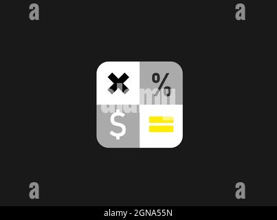 Calculator icon for smartphone isolated on black background, calculator symbol Stock Vector