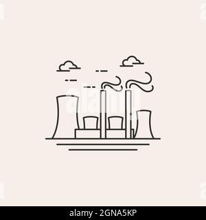Line art Factory building logo design. Modern industrial logo design ...