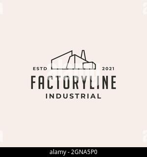 Line art Factory building logo design. Modern industrial logo design ...