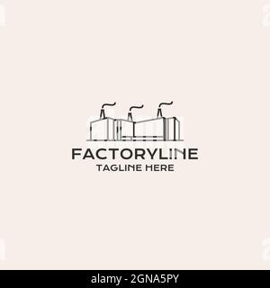 Line art Factory building logo design. Modern industrial logo design ...