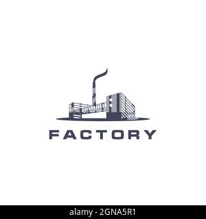 Factory building logo design. Modern industrial logo design Stock Vector