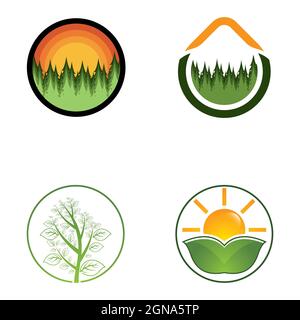 Tree leaf vector logo template icon set design Stock Photo