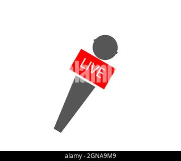 Live news isolated on white background, press microphone Stock Vector
