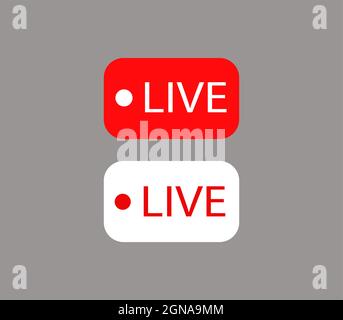 Red and white live icon, live symbol Stock Vector