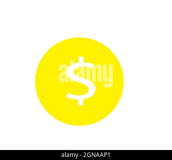 yellow dollar coin vector sign, dollar coin symbol illustration Stock Vector