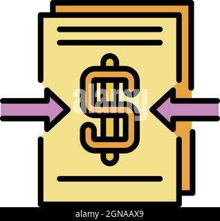 Cash profit icon. Outline cash profit vector icon color flat isolated Stock Vector