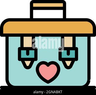 Organ transplant box icon. Outline organ transplant box vector icon color flat isolated Stock Vector