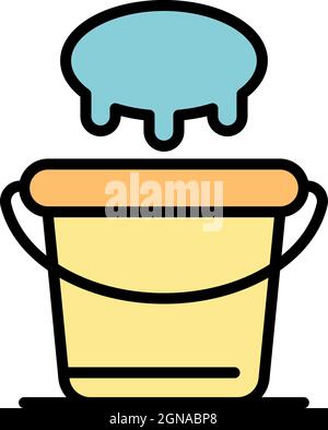 Udder and bucket icon. Outline udder and bucket vector icon color flat isolated Stock Vector