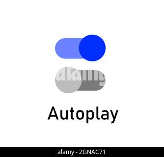 Autoplay toggle switch isolated on white background, blue toggle switch Stock Vector
