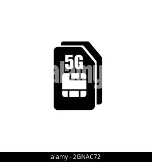 5G sim card isolated on white background, vector of 5g sim card Stock Vector
