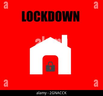 lockdown, home locked icon, house pock symbol, alert from coronavirus lockdown poster Stock Vector