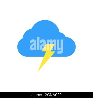 Weather forecast icon isolated on white background, cloud thunderbolt icon Stock Vector