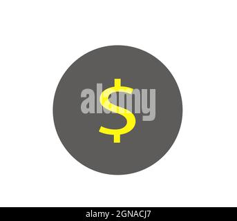 Dollar coin symbol, Dollar coin icon on white background Stock Vector
