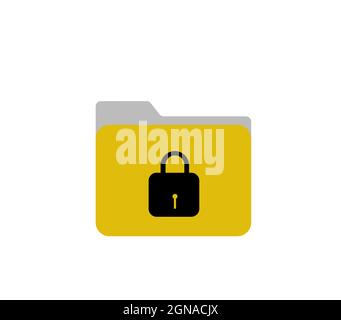 Protected folder icon isolated on white background, folder protection symbol Stock Vector