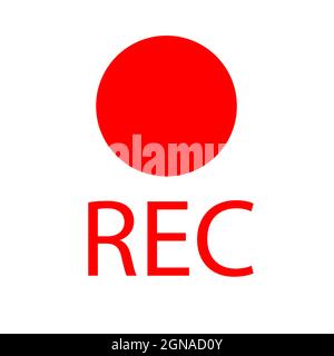 Red recording icon isolated on white background Stock Vector