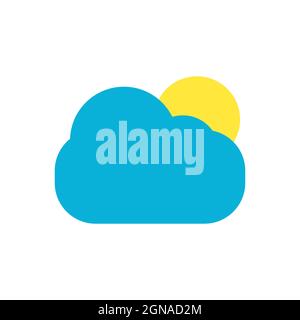 Weather forecast icon isolated on white background, symbol of cloud and sun created by vector Stock Vector