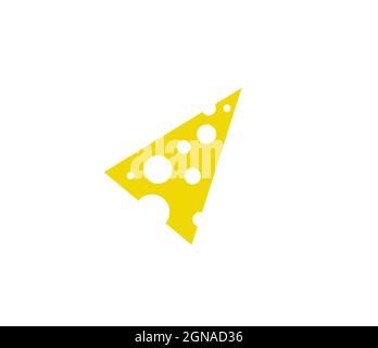 Cheese slice isolated on white background, piece of cheese slice Stock Vector