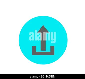 Upload app icon created by illustration, blue color uploading symbol isolated on white background Stock Vector