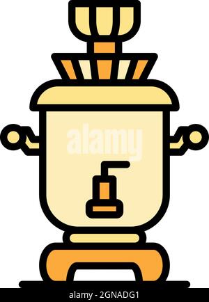 Classic samovar icon. Outline classic samovar vector icon color flat isolated Stock Vector