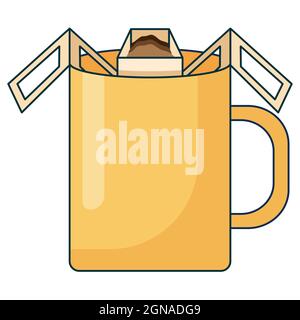 Flat icon illustration of coffee brewing method. Stock Vector