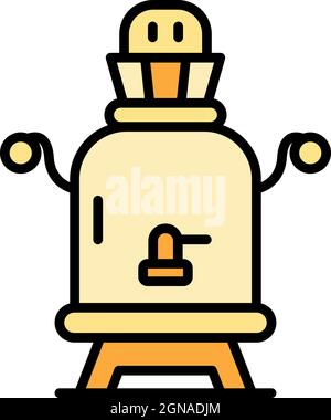 Retro samovar icon. Outline retro samovar vector icon color flat isolated Stock Vector