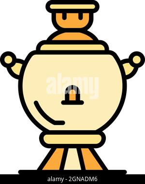 Ancient samovar icon. Outline ancient samovar vector icon color flat isolated Stock Vector