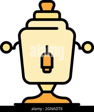 Copper samovar icon. Outline copper samovar vector icon color flat isolated Stock Vector
