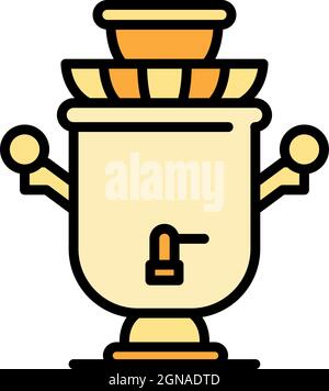 Old samovar icon. Outline old samovar vector icon color flat isolated Stock Vector