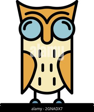 Owl icon. Outline owl vector icon color flat isolated Stock Vector