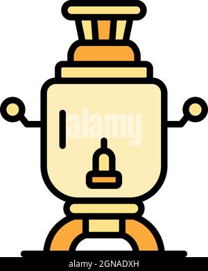 Samovar icon. Outline samovar vector icon color flat isolated Stock Vector