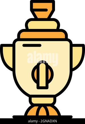 Russian samovar icon. Outline russian samovar vector icon color flat isolated Stock Vector