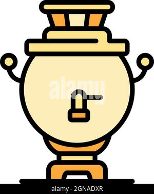 Old Russian samovar icon. Outline old Russian samovar vector icon color flat isolated Stock Vector
