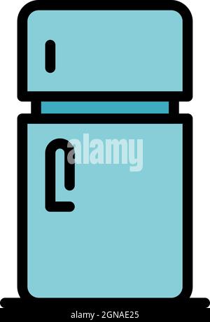 Fridge icon. Outline fridge vector icon color flat isolated Stock Vector