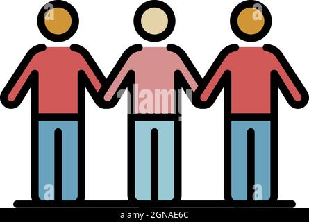 Protest people line icon. Outline protest people line vector icon color flat isolated Stock Vector