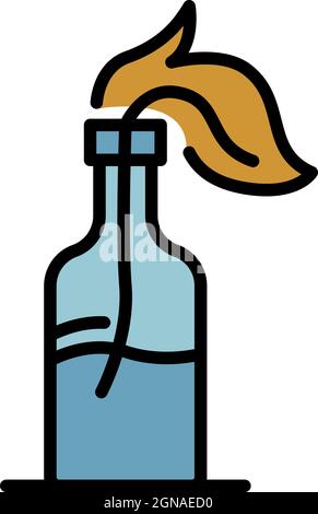 Molotov bottle icon. Outline molotov bottle vector icon color flat isolated Stock Vector